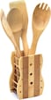 Royalford 4 Pieces Pure Bamboo Wooden Solid Turner, Spatula, Slotted Spoon &amp; Spoon Kitchen Essentials Cooking Utensils Tool Set