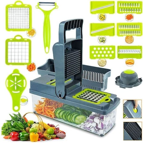 Generic Kitchen Vegetable Slicer, Vegetable Chopper 14 In 1, Fruit, Vegetable Tools Manual Multifunctional Food Chopper Container For Different Kind Of Vegetables And Fruits