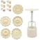 3D Rose Flowers Mooncake Cookie Mold Cutter Pastry DIY Baking Tool 1 Barrel+6 Stamps Set Hand Pressure Cake Mould, White