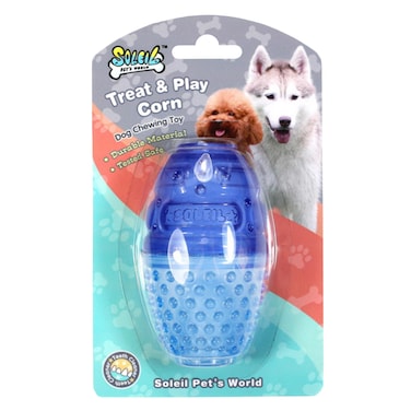 Soleil TR1060 Thermoplastic Treat And Play Corn Dog Chewing Toy Blue