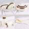 XIANGYU Dinner Set Porcelain Gold, 115pcs tea set; 10'5 flat plate- (12) , 8' soup plate- (12) 8' flat plate- (12), 7'5 flat plate- (12) 6' salad bowl- (12), 'tea pot (1set)- (2) Tea cup/Saucer(12set)