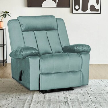 إن هاوس كرسي استرخاء ثابت منجد بالمخمل - تركواز فاتح - AB05