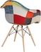 GDF Modern Dining/Coffee Arm Chair Plastic Shell With Fabric &amp; Wooden Legs Multi Color Model-JEAMS4