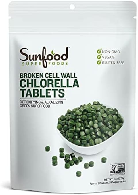 Sunfood Superfoods, Broken Cell Wall Chlorella 900 Tablets 250 Mg. 8 Oz. 117149