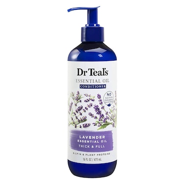 Dr Teal&#39;s  Lavender Essential Oil Thick &amp; Full Conditioner &amp; Pump Vegan Blue 475ml
