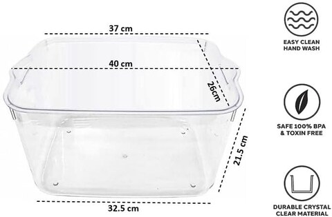 Atraux Large Clear Plastic Organizer Bin With Lid