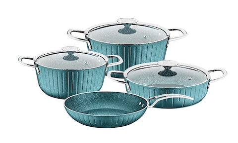 OZO -7PCS GRANITEC COOKWARE SET-GREEN MINT COLOR-MADE IN TURKEY