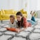 Generic Comeet Ultra Soft Fuzzy Rugs For Bedroom Fluffy Geometric Carpet, White And Grey Plush Shaggy Rug For Living Room, Home Decorative Thick Comfy Area Rug For Kids Room Dorm, 4X5.9 Feet