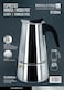 Royalford 6 Cups Stainless Steel Espresso Maker/Moka Pot- Rf10944 Rust And Corrosion Resistant Body With Comfortable Handle Equipped With Safety Valve And Strainer Silver