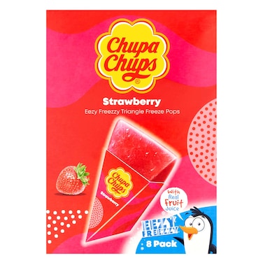 Chupa Chups Strawberry Triangle Freeze Pops Candy 496ml (8 Pieces)
