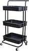 Lontenrea 3-Tier Rolling Cart Multifunction Storage Utility Shelves Cart With Handle And Lockable Wheels For Living Room Kitchen Bathroom Office Etc (Black)