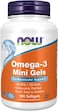 NOW Supplements, Omega-3 Mini Gels, 180 EPA / 120 DHA, Molecularly Distilled, Cardiovascular Support*, 180 Softgels