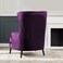إن هاوس كرسي ملكي بظهرية مجنحة وذراعين منجد بالمخمل - بنفسجي غامق - E7