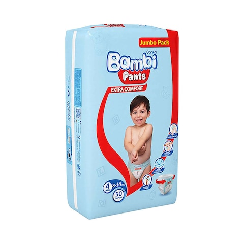 Sanita Bambi Diaper Pants Jumbo Pack Large Size 4 9-12 Months 50 Count 8-14 kg