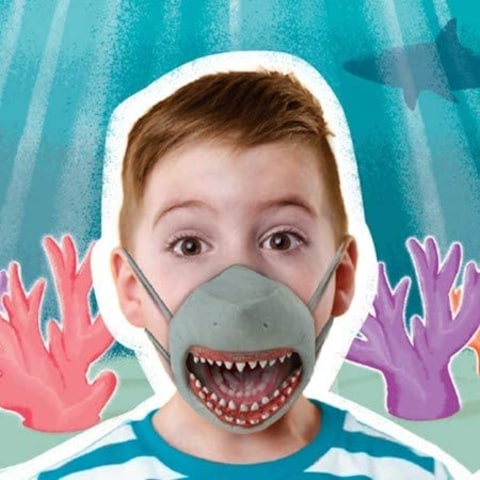 Play Visions Mighty Bites Shark Mask Kids Dress Up Toy 5+ Gray