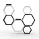 Hexagonal Shape Wooden Floating Wall Shelves (Set of 6, Black &amp; White)