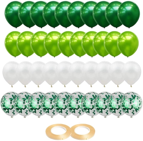 Party Time 40-Pieces 12&quot; Safari Theme Party Balloons Set of Pearl Metallic Green Latex Balloons &amp; Green Confetti Balloons Decoration For Safari Birthday Party Decoration - Party Supplies
