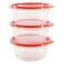 Lock &amp; LockEZ Lock Easy Plastic Round Food Container HLE9404 Clear/Red 350ml 3 PCS