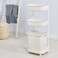 Orchid Laundry Basket With Wheel Rolling Laundry Sorter 3-Tier Basket Stand With 6 Side Hooks For Kitchen Bathroom Trolley Dirty Clothes Bag Washing Bin Home Office School Beauty Salon Utility (Cream)
