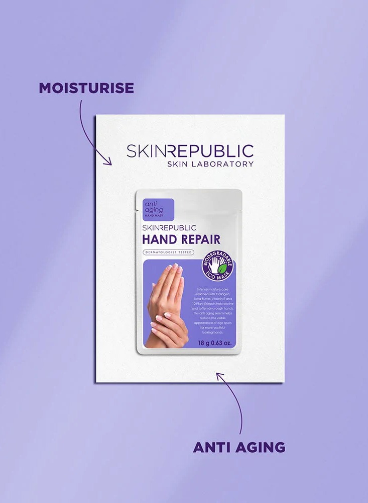 Skin Republic Hand Repair Mask Intensely Moisturising Brightens Dark Spots With Vitamin E 18G Pack Of 10