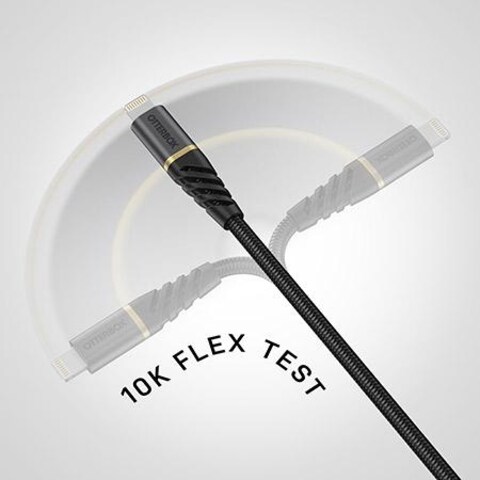 OtterBox USB-C to Lightning PD Cable 2 Meters - MFi Durable, Braided Tangle-Free, High Speed Charging &amp; Sync Cable 3 Amps for Apple iPhone 12/11/X/Pro/Pro Max/ AirPods/iPad - Black
