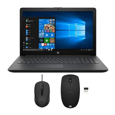 HP 15-dw3049ne Laptop - Intel Core i3-1115G4 - 256GB SSD - 4GB RAM - 15-6-inch - Integrated Intel UHD - Dos - Black with HP M150 Wired Mouse and MX200 Wireless Mouse
