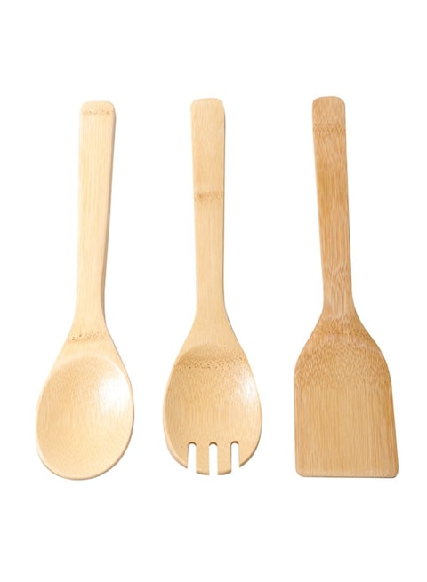 Delcasa 3-Piece Bamboo Utensil Set beige