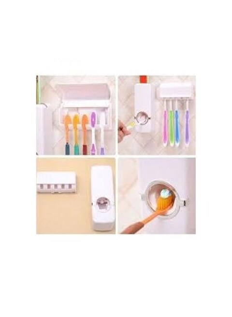 Generic Toothbrush Holder With Toothpaste Dispenser White