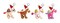 Bundle items - Beige camel + Brown camel + Pink camel + Dark Pink  camel with keyring attachment with Santa hat, size 12cm.

