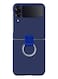 FOCUS Samsung Galaxy Z Flip 4 Case with Ring Holder Metal Finger Grip Bracket Folding Cover Compatible with Galaxy Z Flip4 6.7 inch Dark Blue