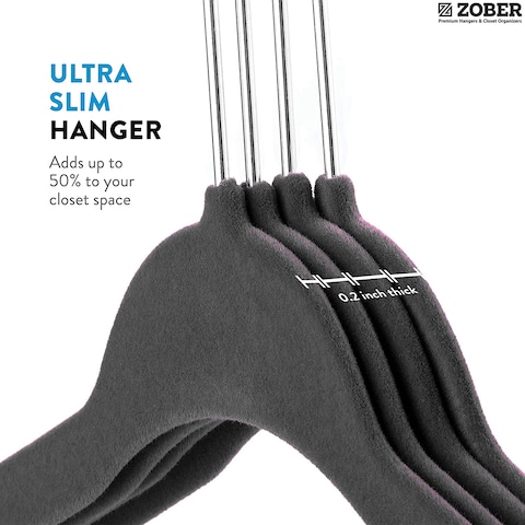 ZOBER Nonslip Velvet Hangers - Suit Hangers (100-pack) Ultrathin Space-Saving 360-Degree-Swivel Hook Strong and Durable Clothes Hangers Hold Up-to 10 lb, for Coats, Jackets, Pants, &amp; Dress Clothes