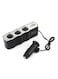 Outad - Universal 3 Way Car Charger With Cigarette Lighter Black