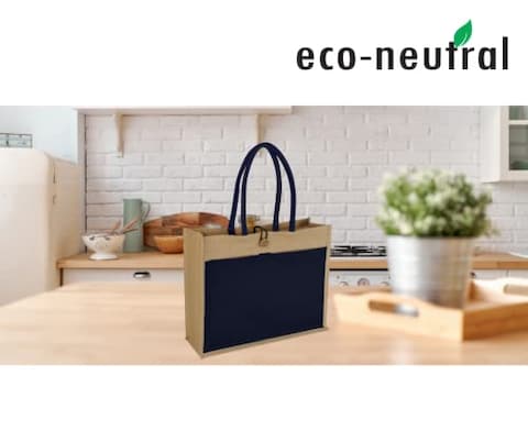 Eco-Neutral- MONCLOVA - حقيبة من الخيش بجيب من القماش - أزرق