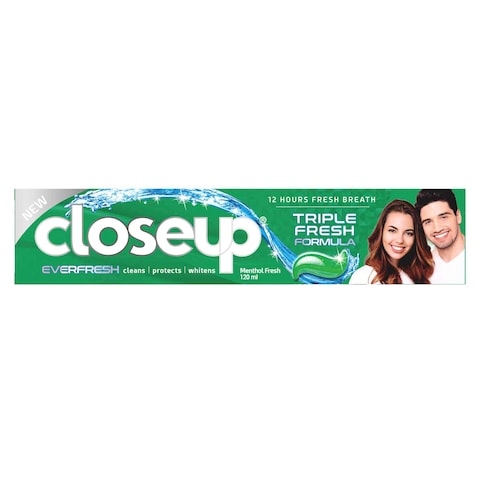 Close Up Triple Fresh Gel Toothpaste Menthol Fresh 120ml