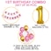 Party Time 90-Pieces Birthday Decoration Set 1st Baby Girl Decoration, Pink, Gold &amp; White Latex Balloons Happy Birthday Pink Banner, Number 1 Foil Balloon - 1st Birthday Decoration Set - Party Supplie