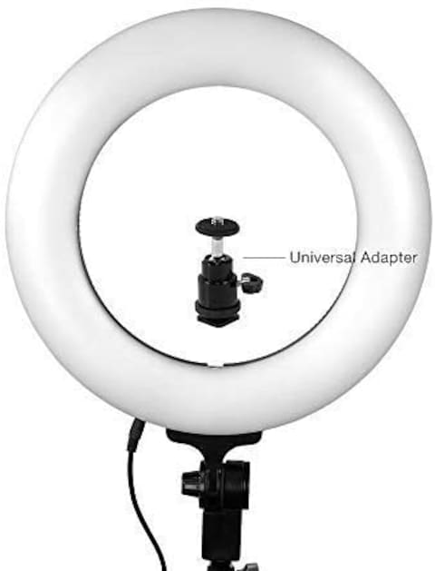 Generic Tik Tok Selfi Lite 14 Inch Diameter Dimmable Continuous Round Ring Light, For Beauty Facial Shoot, Light Stand Tripod, Cell Phone Spring Clip Holder, Camera Adapter, Photo Studio, Agg2418V3