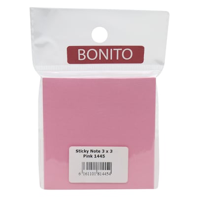 Bonito 1445 Sticky Note Pink 3x3 Inch