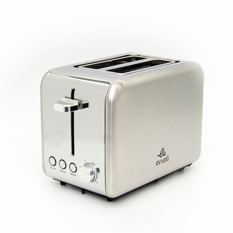 evvoli 2 Slice Toaster With 6 Settings Stainless Steel Removable Crumb Tray EVKA-TO7HS 2 Years Warranty