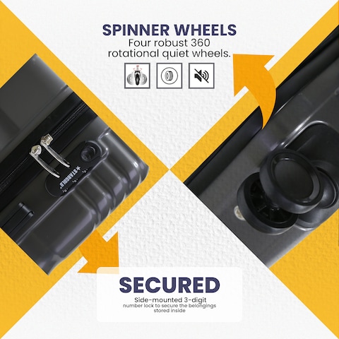 STARGOLD ABS+PC Spinner Wheels Trolley Single Luggage Number Lock Smart Carry On Suitcase 20 Inches