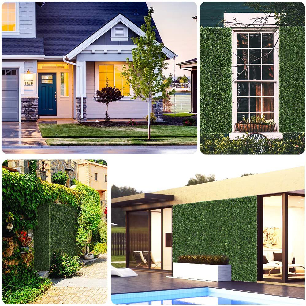 LINGWEI Artificial Plastic Wall Grass Green Landscaping Square Lawn Eucalyptus Leaves Turf Wall Grass For Home Indoor Outdoor Villa Garden decoration 5-Piece
