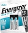 Energizer EP91BP2T Max Plus 1.5V Alkaline Batteries For Power Demanding Devices AA, 2 Pieces - Black