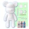 DIY CREATE YOUR OWN UNIQUE ACRYLIC FLUID POURING PAINT BEAR (9 inch - 23 cm) COMPLETE SET, colors: White, Silver, Light-Blue. Arts and Crafts, Customize Handmade Creative Birthday Gift
