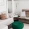 In House Round Decorative Linen Bean Bag - 90x25 cm - Dark Green