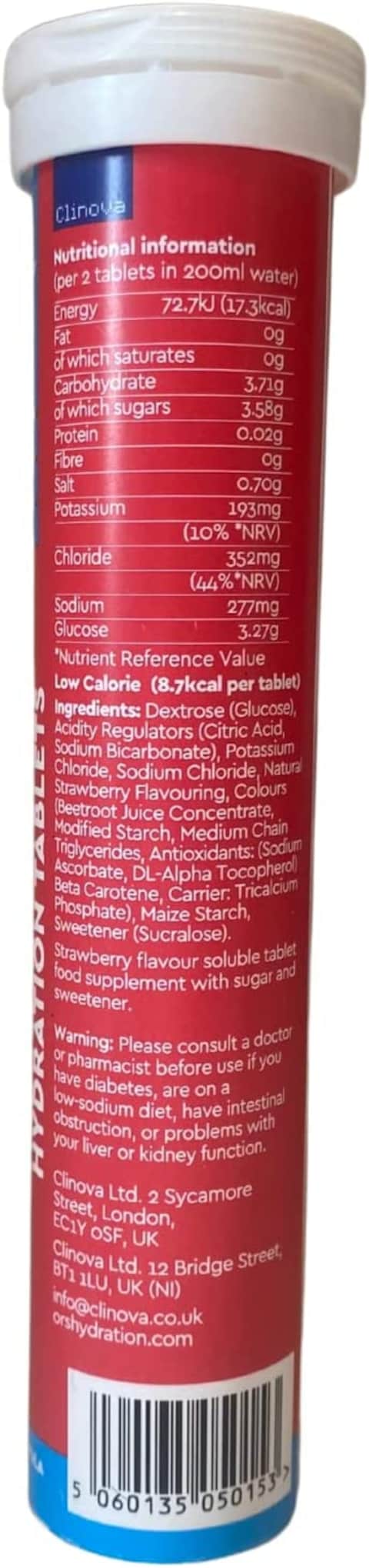 O.R.S Hydration Tablets With Electrolytes, Vegan, Gluten And Lactose Free Formula, Strawberry Flavour 24&#39;s
