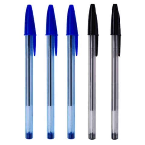 BIC Cristal  Ballpoint Pens Medium Point (1.0 mm) - Assorted, Pouch (5 +1 FREE) (4Blue:2 Black)