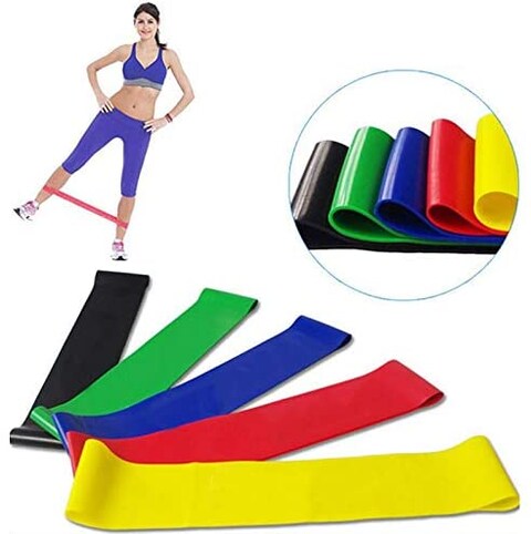 Generic 5 Color Body Building Yoga Stretch Bands Fitness Resistance Belt Fitness Rubber Band Elastic Exercise Straps