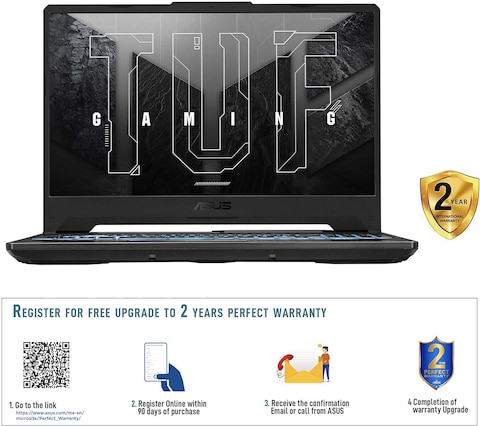 Asus TUF Gaming F15 FX506HC-HN111W Intel Core I5-11400H 8GB 512GB PCIE G3 SSD, NV RTX3050, Win11 Home, 15.6 Inch FHD 1920X1080 16:9 144Hz, Black, RGB-Backlit-Eng-Arb-KB.