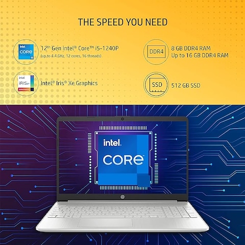 HP 15s, 12th Gen Intel Core i5, 8GB RAM, 512GB SSD, 15.6&quot; FHD, Micro-Edge, Anti-Glare Display, Win 11, Intel Iris Xe Graphics, Dual Speakers, Fast Charge, MSO 2021, 15s-fy5001TU-International Version