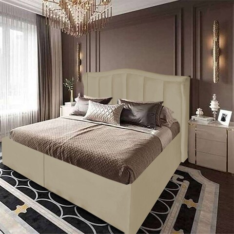 إن هاوس شومت هيكل سرير منجد بالمخمل - نفر - 200×120 سم - بيج