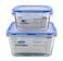 Mondex Glass Food Container With Clips Clear/Blue 400ml+900ml 2 PCS